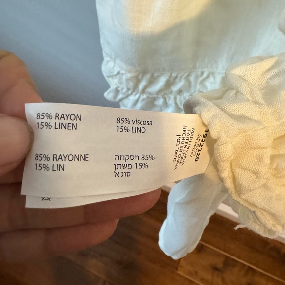 Dex Ruffled Cream Colored Linen lined Dress Sz S - Picture 7 of 8